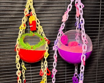 Mini Piscina de Bolinhas que Brilha no Escuro – Pompons de Lã, Brinquedo Suspenso de Enriquecimento Ambiental para Pequenos Animais