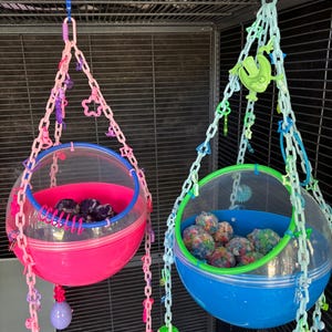 Jumbo Ball Pit for Sugar Gliders & Small Animal Kitchen– Fleece Pom Poms, Foraging Enrichment Toybox  -