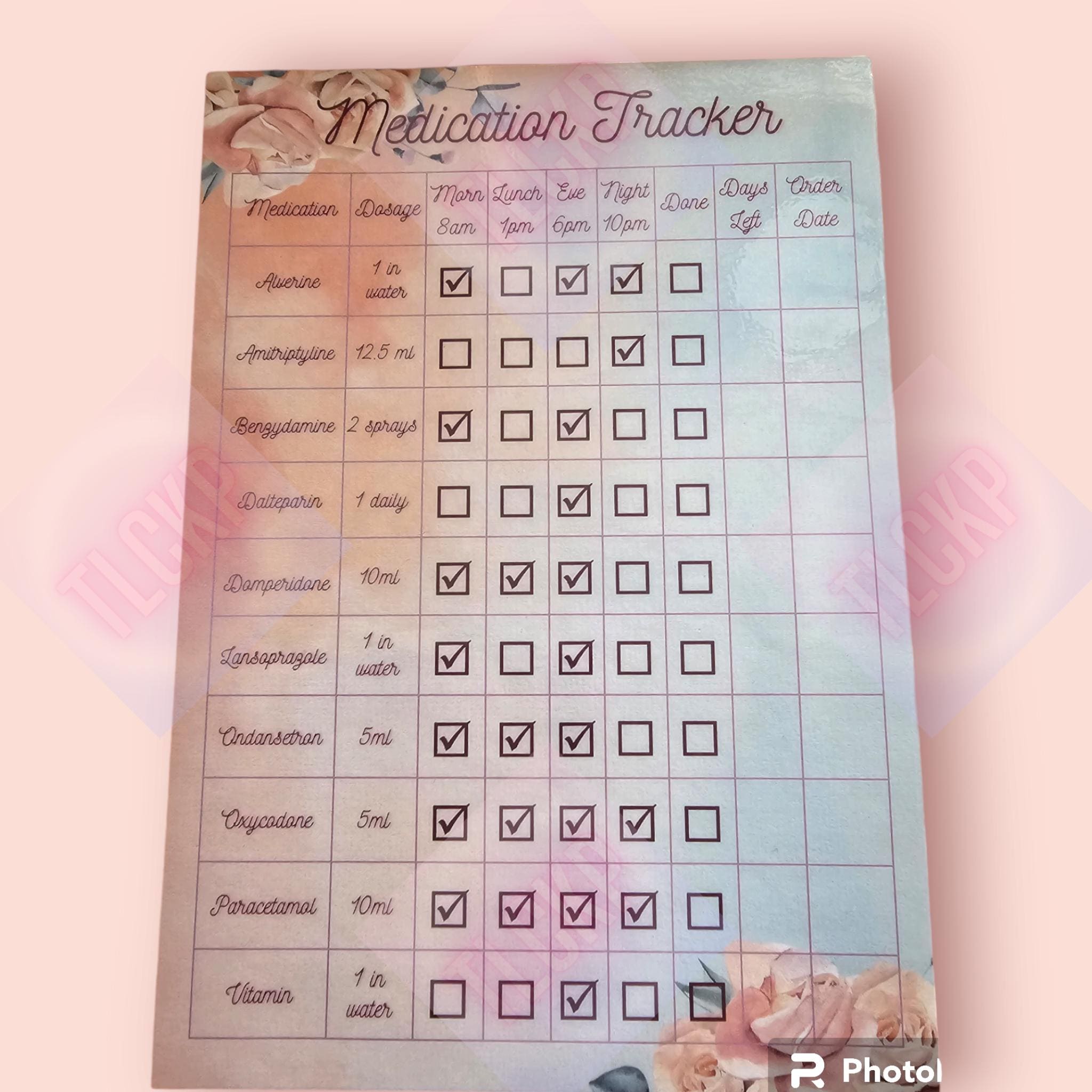 Physical Personalised Medication Tracker, Laminated, Custom Tracker ...