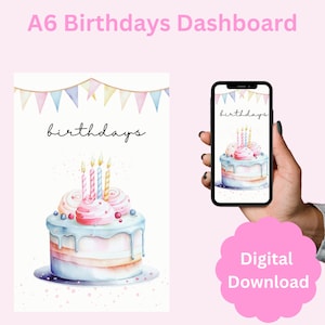 A6 Geburtstage Dashboard | DIGITALER DOWNLOAD | Druckbare Dashboard | Cash-Füllung