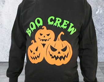 Glow In The Dark Halloween Boo Crew Black Jumper Sweatshirt Adults