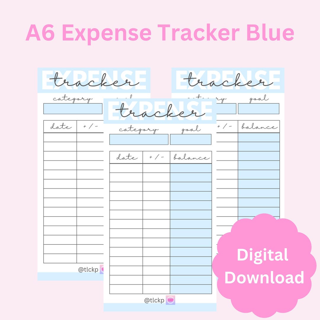 A6 Expense Tracker Blue | DIGITAL DOWNLOAD | Printable Savings ...