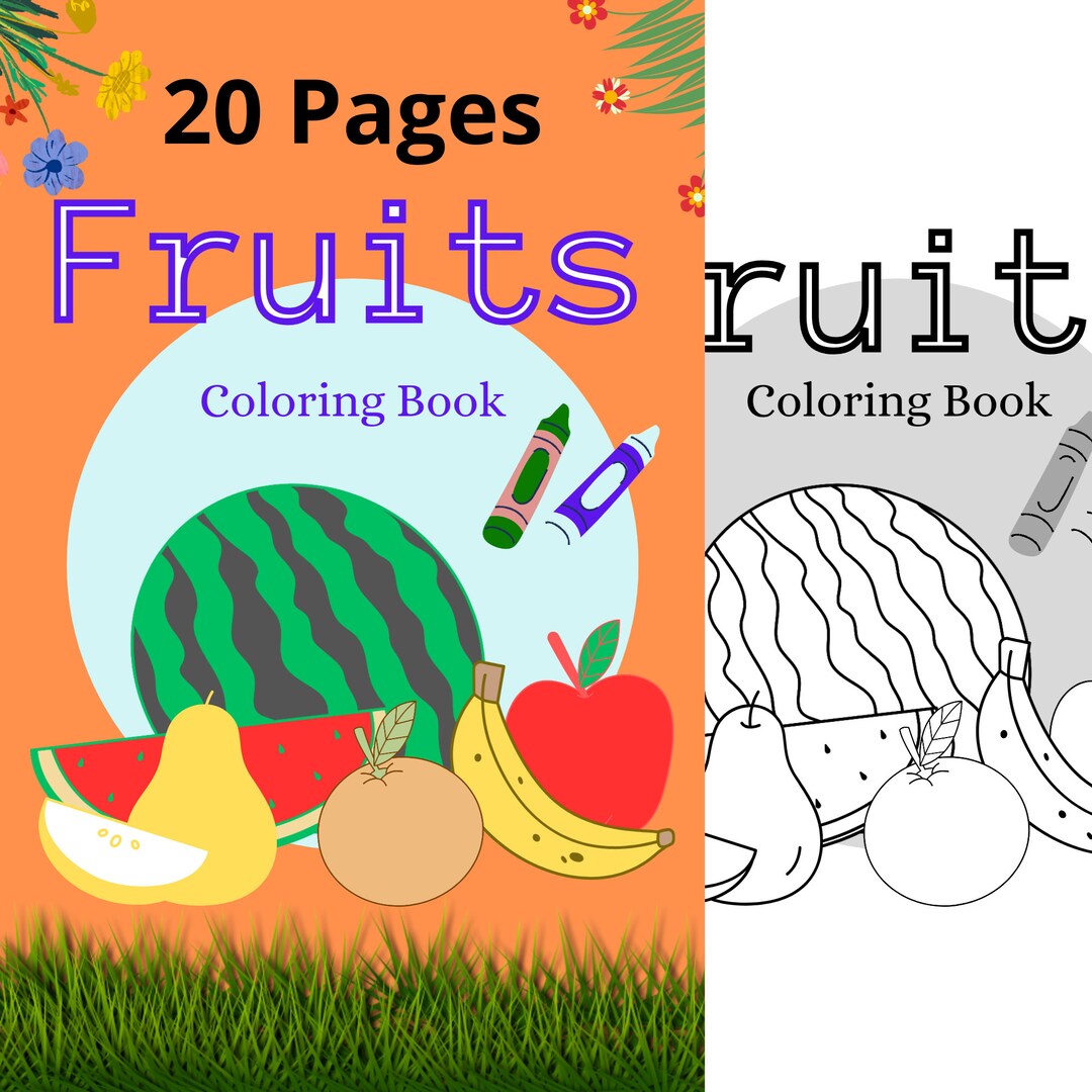 Printable Fruits Coloring Book for Kids, Boy, and Girl, Fruits Coloring ...