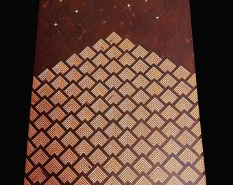 Patterned Baltic Birch Plywood & Walnut Charcuterie board. Large 19 3/8&quot; x 13 3/8&quot; x 1 3/8&quot;. Includes night time skies and day time skies.