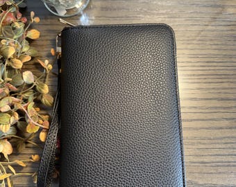 A6 Zipper Wallet Binder| Pebble Budget Wallet| Black