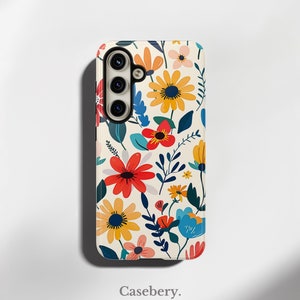 Bunte Blumen Handyhülle für Samsung S24, S23, S22, S21, S20, S10 Trendy Floral Tough Case | Alle Modelle