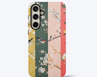 Japanese Design Aesthetic Phone Case For Samsung S26, S25, S24, S23, S22, S21, S20 Ultra, Plus, FE, Cherry Blossom Trendy Phone Case