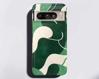 Green Art Design Phone Case For Google Pixel 5, 6, 7, 8, 9, Pro, Pro XL, 5G, Aesthetic Protective Tough Case