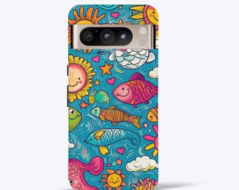 Trendy Kawaii Collage Phone Case Designed For Google Pixel XL, 2, 3, 4, 5, 6, 7, 8, 9, Colourful Tough Case | All Models