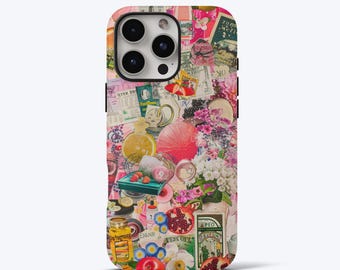 Trendy Collage Phone Case for iPhone - Pink, Tough Dual-Layer Phone Cover