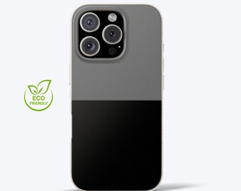 Funda ecológica negra y gris para iPhone 11, 12, 13, 14, 15, 16, Pro, Pro Max y Plus, y Samsung S20 y S21. Funda biodegradable.