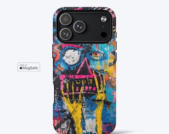 Capa de celular com design caótico para iPhone, compatível com MagSafe - capa de celular estética e resistente de camada dupla