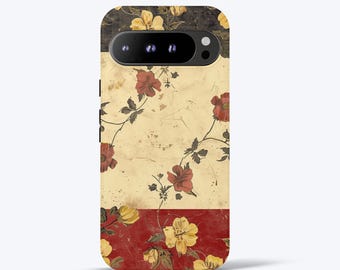 Vintage Flowers Phone Case Designed For Google Pixel XL, 2, 3, 4, 5, 6, 7, 8, 9, Scattered Tough Case | All Models