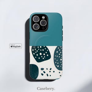 Retro Turquoise Aesthetic Phone Case Compatible with MagSafe For iPhone 14, iPhone 15, iPhone 16, Pro, Pro Max, Plus, Tough Magnetic Case