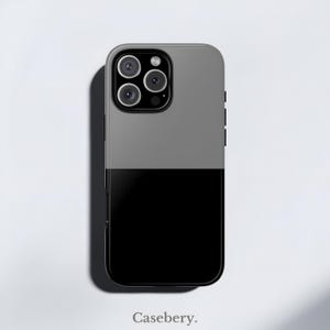 Zwart en grijs esthetisch telefoonhoesje voor iPhone 8, X, XS, 11, 12, 13, 14, 15, 16, Pro, Pro Max, Plus, beschermende stevige hoes, trendy telefoonhoesje