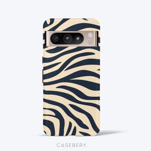 Navy Blue Zebra Design Phone Case Designed For Google Pixel XL, 2, 3, 4, 5, 6, 7, 8, 9, Minimalistic Tough Case | More Models