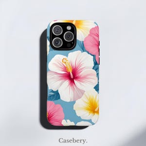 Hibiscus Flowers Phone Case For iPhone 16 Case, iPhone 13 case, iPhone 15 Case, iPhone 12 Case, All Models, Floral Trendy Phone Case