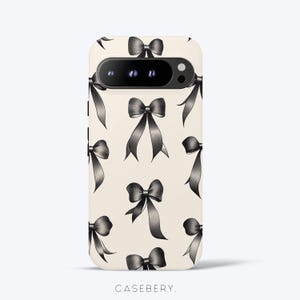 Svart bandrosé-telefonskal för Google Pixel XL, 2, 3, 4, 5, 6, 7, 8, 9, Pro, Pro XL, 5G, Estetiskt skyddande och tufft skal, Trendig design