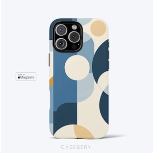 Geometric Shapes Phone Case for iPhone, MagSafe Compatible - Aesthetic, Tough Dual-Layer Phone Cover