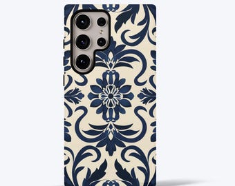 Elegant Floral Motifs Phone Case Designed For Samsung S26, S25, S24, S23, S22, S21, S20, Tough Case