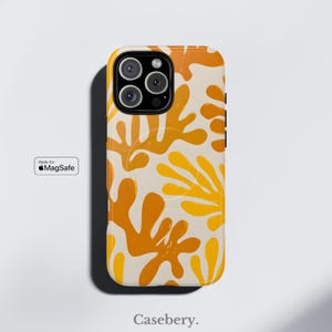 Botanical Inspired Aesthetic Phone Case Compatible with MagSafe For iPhone 14 Case, iPhone 15 Case, iPhone 16 Case, Coral Shapes Trendy Case