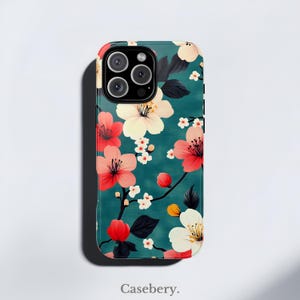 Japanese Style Floral Phone Case For iPhone 16 Case, iPhone 13 case, iPhone 15 Case, iPhone 12 Case, All Models, Blossom Trendy Phone Case