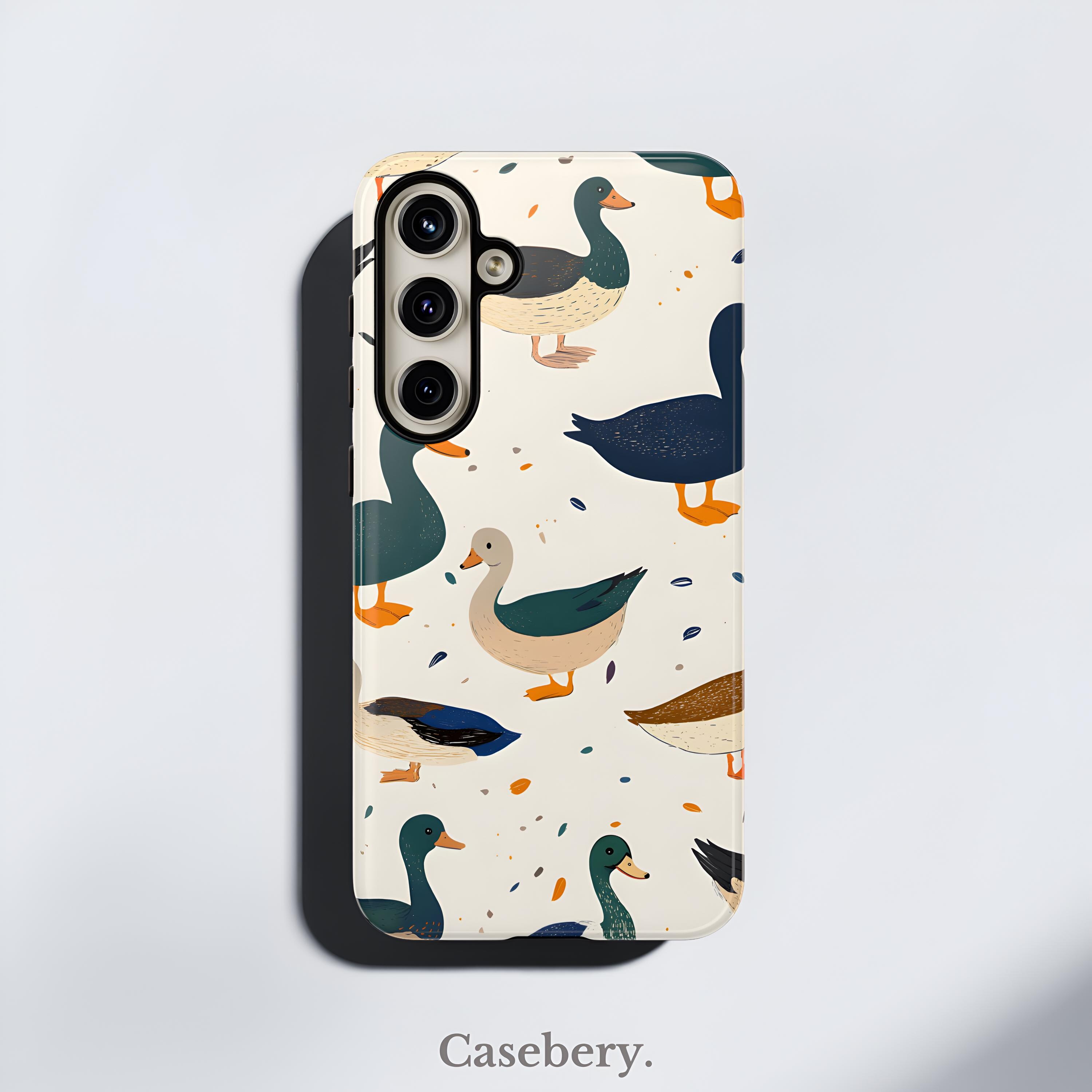 Lovely Ducks Aesthetic Phone Case For Samsung S25 Case, Samsung S24 Case, Samsung S23 Ultra, Plus, FE, All Models, Trendy Phone Case