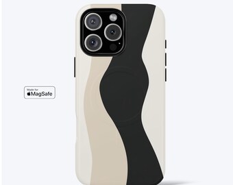 Capa de celular com linhas suaves e minimalistas para iPhone, compatível com MagSafe - capa de celular estética e resistente de camada dupla