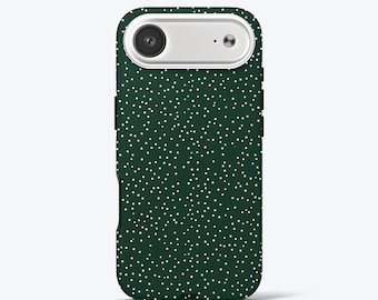 Dark Green Phone Case for iPhone - Polka Dots, Tough Dual-Layer Phone Cover