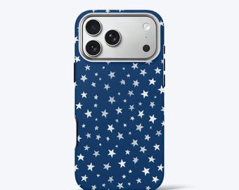 Navy Blue Star Phone Case for iPhone Series, Tough Phone Case, Celestial Night Sky
