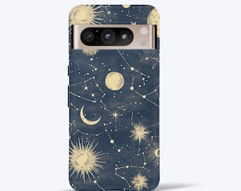 Celestial Phone Case For Google Pixel 5, 6, 7, 8, 9, Pro, Pro XL, 5G, Pretty Aesthetic Protective Tough Case