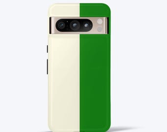 Dual Tone groen beige telefoonhoesje voor Google Pixel 5, 6, 7, 8, 9, Pro XL, 5G, esthetische beschermende stevige hoes, trendy ontwerp