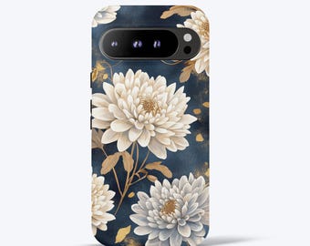 Elegant blommigt telefonskal för Google Pixel 5, 6, 7, 8, 9, Pro, 5G, estetiskt skyddande och robust skal