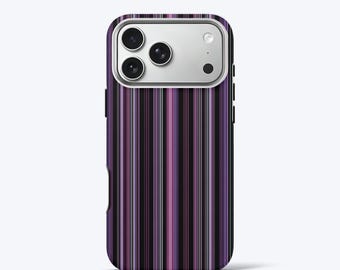 Purple Striped Phone Case for iPhone Series, Tough Phone Case, Aesthetic Vertical Lines