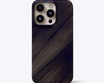 Navy Gold Stripe Phone Case For iPhone, Snap Case, Slim Dark Blue Phone Case