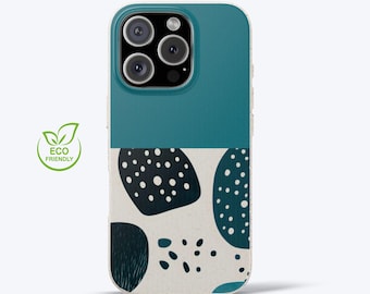 Retro Turquoise Eco-Friendly Phone Case for iPhone 11, 12, 13, 14, 15, 16, Pro, Pro Max, Plus, & Samsung S20, S21, Biodegradable Phone Case