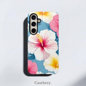 Hibiscus Flowers Aesthetic Phone Case For Samsung S25 Case, Samsung S24 Case, Samsung S23 Ultra, Plus, FE, All Models, Trendy Phone Case