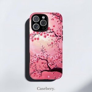 Cherry Blossom Phone Case For iPhone 8, X, XS, 11 ,12, 13, 14, 15, 16, Pro, Pro Max, Plus, Japanese Art Phone Case, Trendy Phone Case