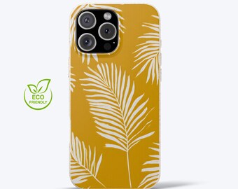 Eco Friendly Palm Leaf Phone Case For iPhone & Samsung Series, Yellow Botanical, Biodegradable