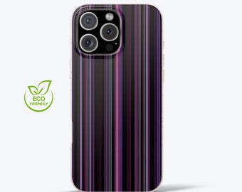 Purple Striped Biodegradable Phone Case for iPhone & Samsung, Compostable Cover