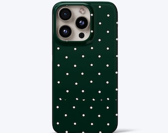 Green Polka Dot Phone Case For iPhone, Dark Forest Green, Slim Snap Case
