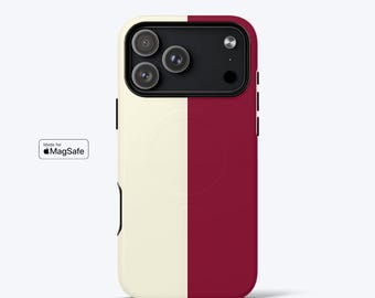 Elegant Burgundy Phone Case for iPhone, MagSafe Compatible - Aesthetic, Tough Dual-Layer Phone Cover