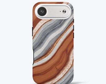 Mocha Mousse Phone Case for iPhone - Stone Patterns, Tough Dual-Layer Phone Cover