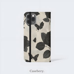 Schwarze Rose Klapp-Handyhülle für iPhone 11, 12, 13, 14, 15, 16, Pro Max, für Samsung S21, S22 Plus Ultra, ästhetische Vegan Leder Brieftasche