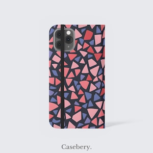Stilisierte Wassermelone Flip-Telefon-Kasten für iPhone 11, 12, 13, 14, 15, 16, Pro Max, für Samsung S21, S22 Plus, Ultra, Vegan Ledertasche