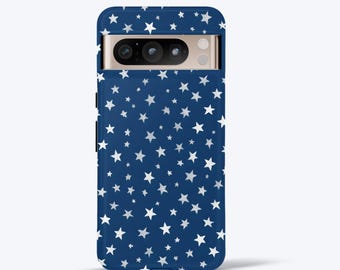 Navy Blue Star Phone Case for Google Pixel Series, Tough Phone Case, Celestial Night Sky