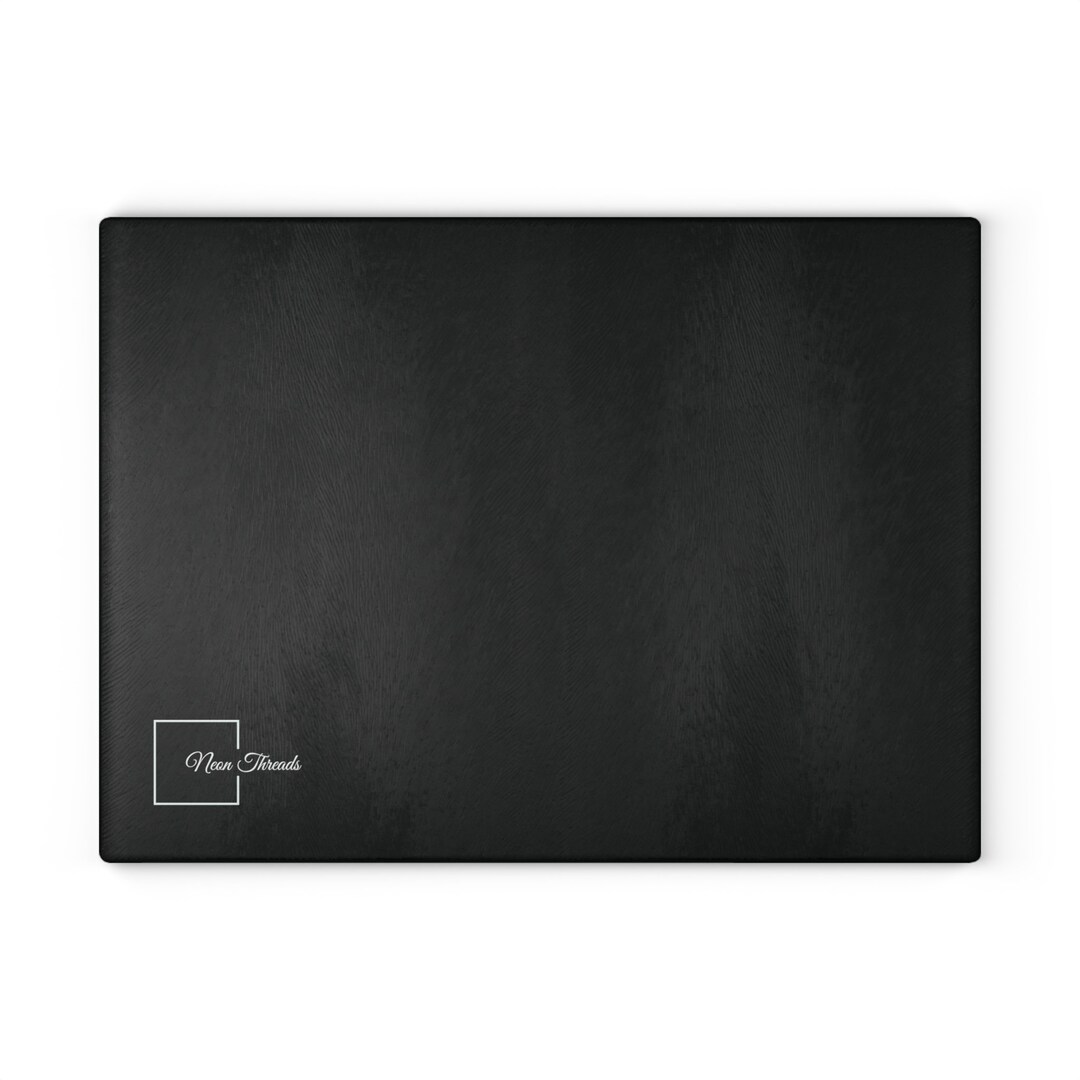 Black Glass Cutting Board Neon Threads Etsy