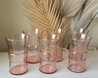 Vintage Pink Libbey Meridian Glasses (Set of 6), Vintage Libbey Glassware, Vintage Depression Glassware