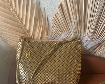 Vintage Gold Crossbody, Retro Gold Crossbody, Gold Mesh Purse, Disco Crossbody