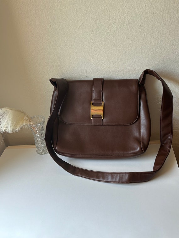 Vintage 80's Brown Shoulder Bag, Vintage Shoulder 